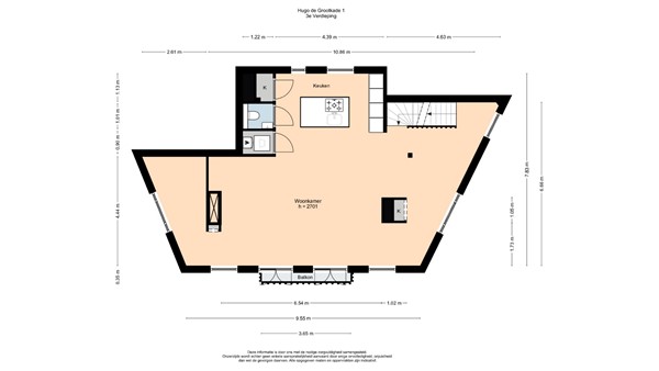 Floorplan - Hugo de Grootkade 1-3, 1052 LN Amsterdam